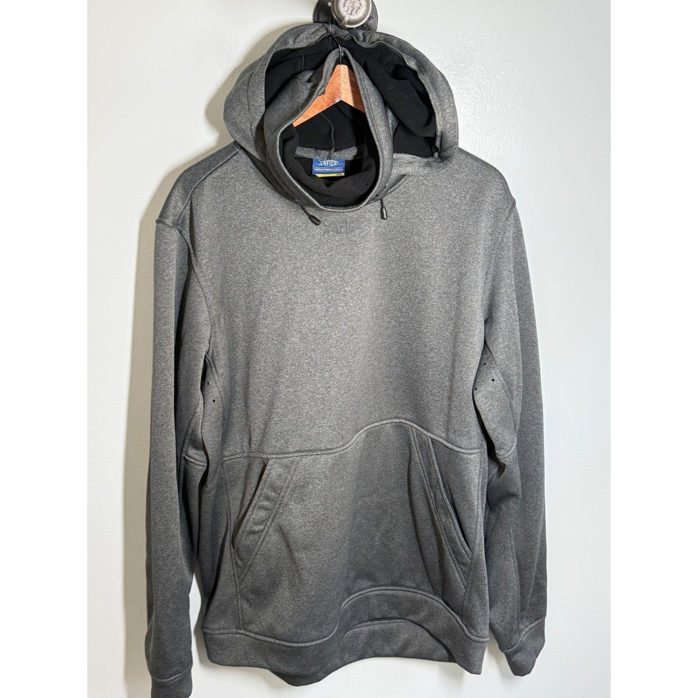 AFTCO Reaper Technical Fishing Hoodie Mens XL Gray AFTECH Fleece Sweatshirt